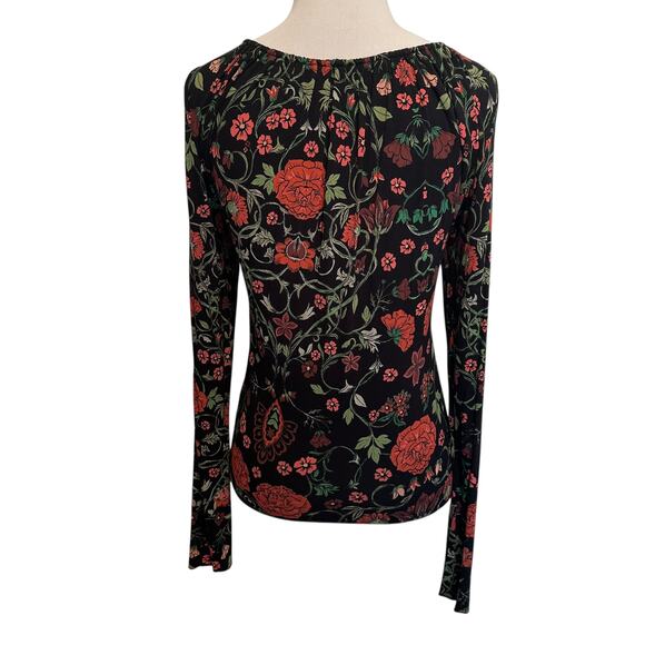 Free People Make it Easy Top Womens Large Black Floral Tie Front Cutout Blouse - Picture 6 of 9